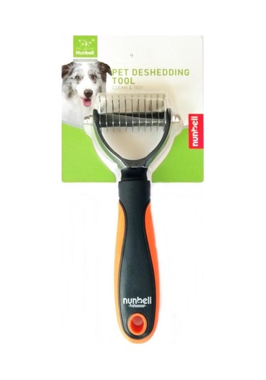 Nunbell Professional Çift Taraflı Tüy Kıtık Açıcı Köpek Tarağı Turuncu 17 CM