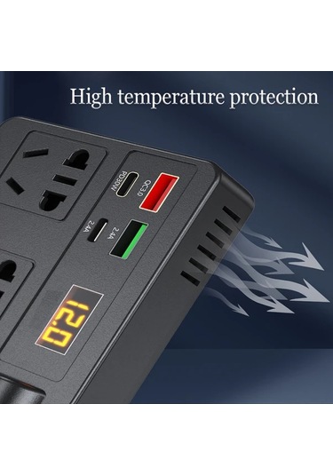 Xuweiwei Otomotiv İnvertörü 220v Saf Sinüs Dalgası Kamyon Kampçılık 30w Usb C Pd Hızlı Şarj Lcd Ekran