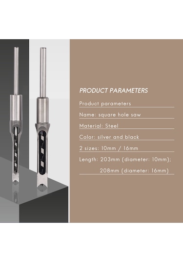 Sointeresting 10mm/16mm Kare Delikli Mortiser Matkap Ucu Mortising Keski Ağaç İşleme Elektrikli Matkap Aletleri