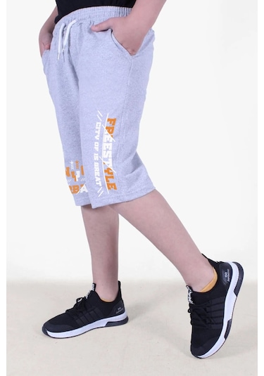 Fyk Kids Freestyle Baskılı Erkek Çocuk Çift Cepli Kapri Gri