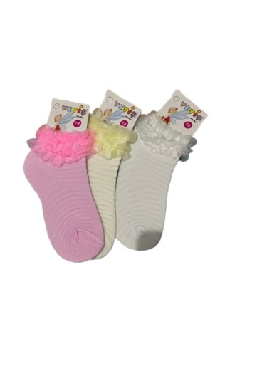Kız Dantelli Çorap Beyaz
