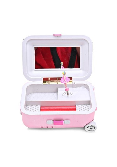 Mobgift Bavul Kurmalı Müzikli Takı Kutusu Pembe