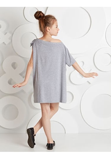 Denokids Ollie&Olla Kuğu Tek Kol Elbise Gri