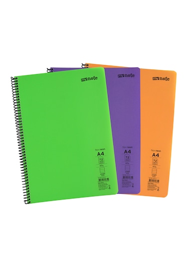 Mynote Flex Neo A4 Defter 72 Yaprak 2 Çizgili 1 Kareli 3'lü Set