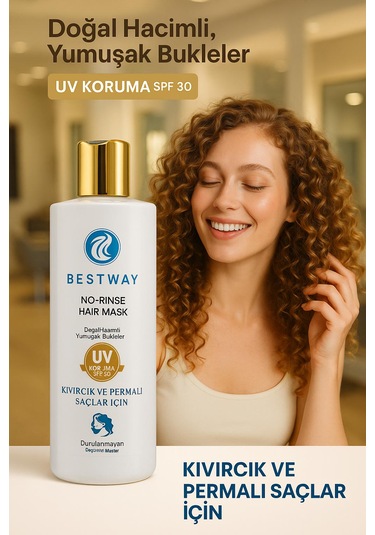 Bestwat Kıvırcık Ve Permalı Saçlar İçin Durulanmayan Saç Maskesi