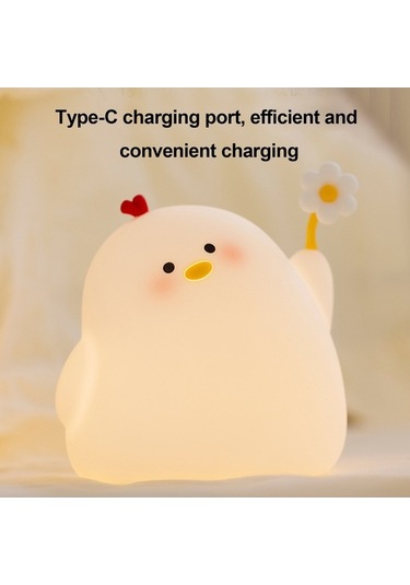Moe Tavuk Pat Işık Yatak Odası Yumuşak Işık Bebek Besleme Göz Koruma Gece Lambası Oda Başucu Dekoru Beyaz