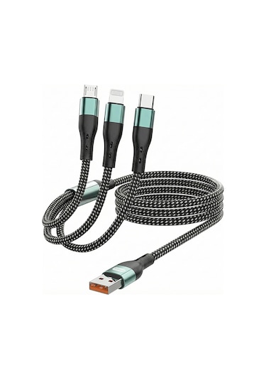 Go Des Gd-uc829 3in1 Lightning Type-c Micro Hızlı Şarj Kablosu 1m Siyah