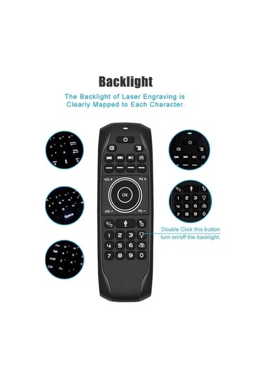 Trendooze Uzaktan Tv Ses Pro Pc Led Kutusu Kumanda, Klavye Kablosuz Jiroskoplu İçin G7v Fly Fare Desteği Aydınlatmalı Android Akıllı Air 2.4ghz / Tj