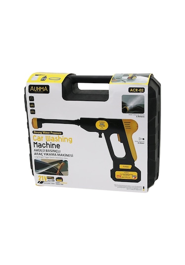 Oto - Araç Yıkama Makinesi Şarjlı - Yedek Bataryalı 180w - 19000 Rpm -13000 Mah - 21v -5mt Hortum- 0.8bar Acr-02 5306