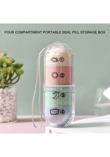 Dofolink Yd177 Dört Bölmeli İlaç Kutusu - Sabah-öğle-akşam-gece Depolama - Pp+pc Malzeme Çok Renkli