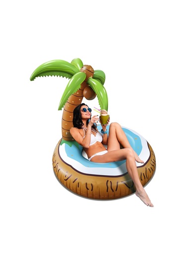 Plaj Havuz Deniz Yüzen Yatak Hindistan Cevizi Ağacı Şişme Eğlenceli Deniz Yatağı 120 120 Cm Kahverengi