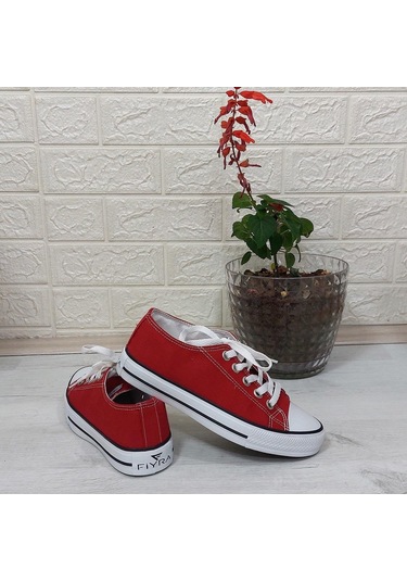 Fiyra 554 Kırmızı Kısa Unisex Sneaker Keten Spor Ayakkabı 001