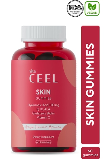 VitaCeel Cilt Vitamini Çiğnenebilir Vegan Gummy, Hyaluronic Acid, Vitamin C, Glutatyon, Q10, Ala, Biotin