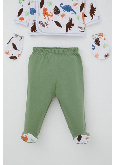 Breeze Erkek Bebek Hastane Çıkışı 5 Li Dinozor Krallığı 0-3 Ay, Beyaz Beyaz