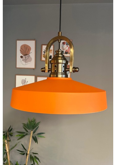 Açe Turuncu Tekli Delikli Eskitme Başlık Avize Retro Sarkıt Ofis Showroom Salon Mutfak Avizeleri Turuncu