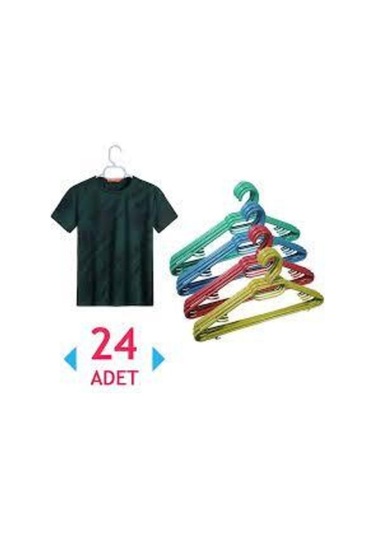 24 Adet Ekonomik Plastik Elbise Askısı Plastik Turuncu Diğer