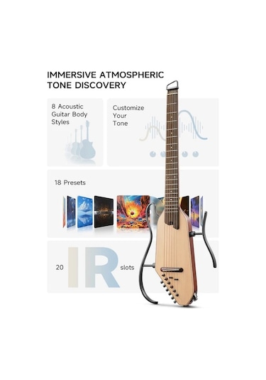 Donner Hush-i Pro Elektro Akustik Gitar Natural Ladin
