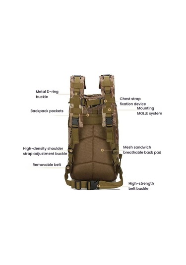 Sones Açık Hava Eğitim Ekipmanları Kamp Sırt Çantası Spor Omuz Çantası 3'lü Dağcılık Çantası Kil Rengi