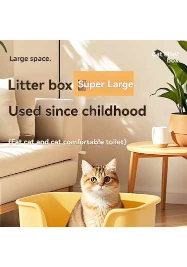 Mufunye Yüksek Kenarlı Açık Tasarım Maine Coon Ragdoll Kediler İçin Ekstra Büyük Kedi Tuvaleti Jumbo Kedi Kum Kabı