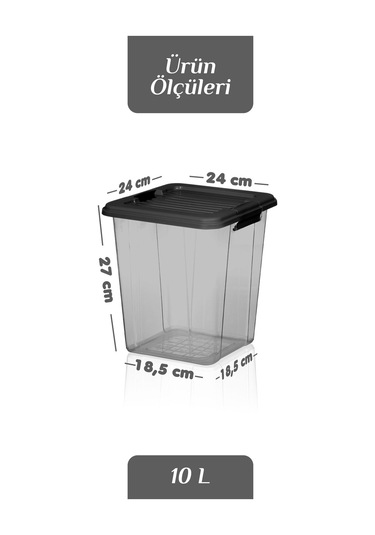 2'li Mega Organizer Box 10l - Un Bakliyat Erzak Saklama Kabı Kilit Kapaklı Deterjan Düzenleyici Kutu Siyah