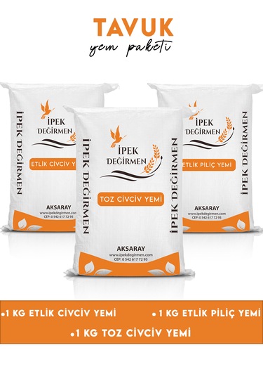 İpek Değirmen 3 Kg Tavuk Civciv Yem Paketi Etlik Toz Civciv Yemi