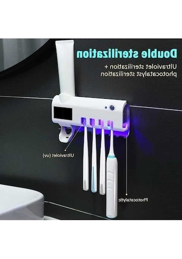 Maoyaya Jms Güneş Enerjili Uv Işık Diş Fırçası Sterilizatörü Ve Otomatik Macun Dağıtıcı Beyaz