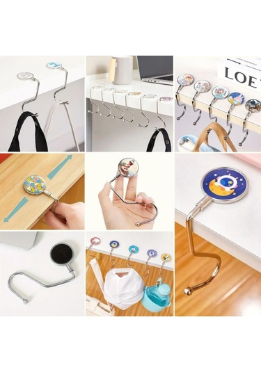 Askı Kaymaz Yüzey Estetik Tasarım Masaya Takılabilen Çanta Askısı Metal