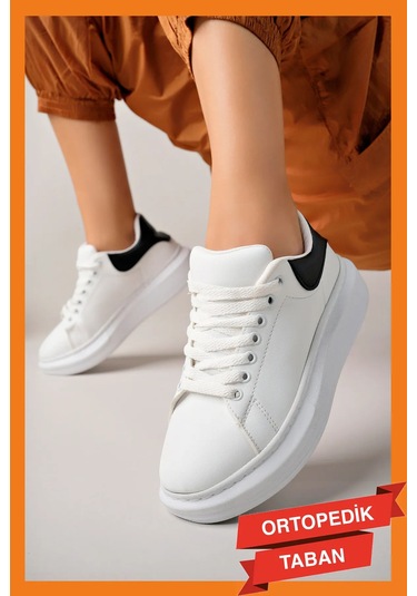 Luis A Costa Lc101 Beyaz Arka Siyah Bağcıklı Kadın Ayakkabı Renkli