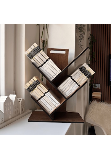 Mk-20 Masaüstü Ağaç Kitaplık Ceviz