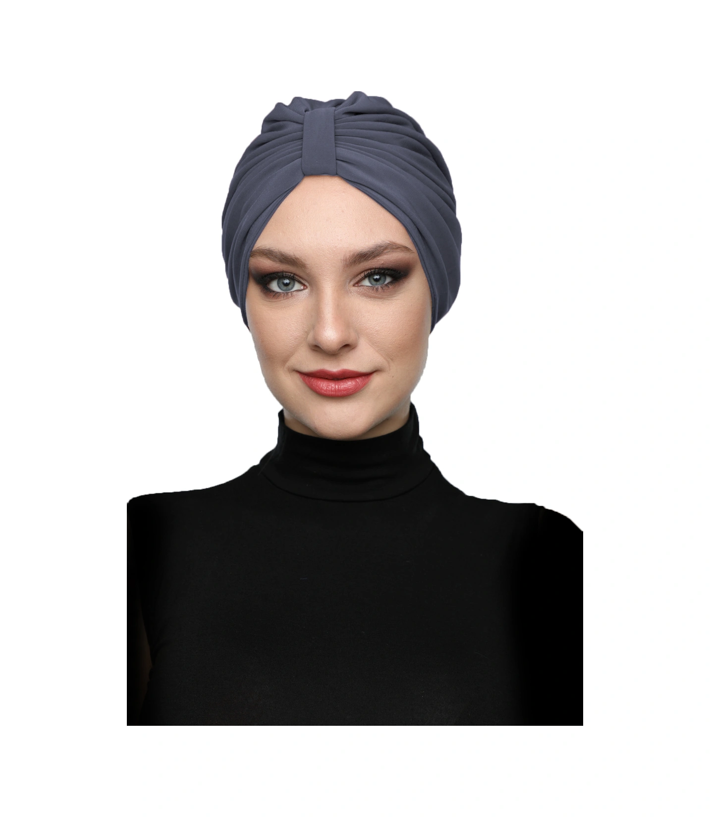 Kelebek Astarlı Koyu Gri Hazır Türban Tesettür Havuz Bonesi Koyu Gri