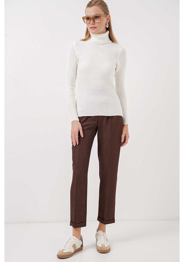 Gabria Fitilli Balıkçı Yaka Kazak beyaz