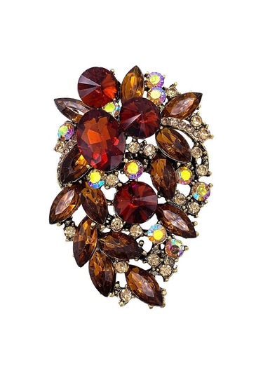Yapay Elmas Açıklama Broş Pin Çiçek Elbise Aksesuarı Çok Renkli