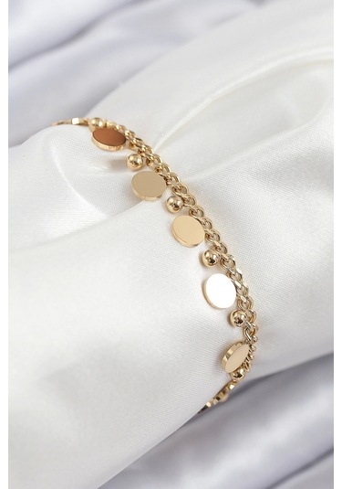 316l Çelik Sıralı Pul Model Gold Renk Kadın Bileklik Çok Renkli