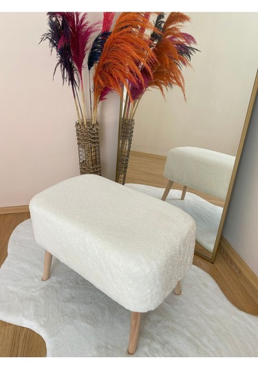 Ahşap Ayaklı Dikdörtgen Puf