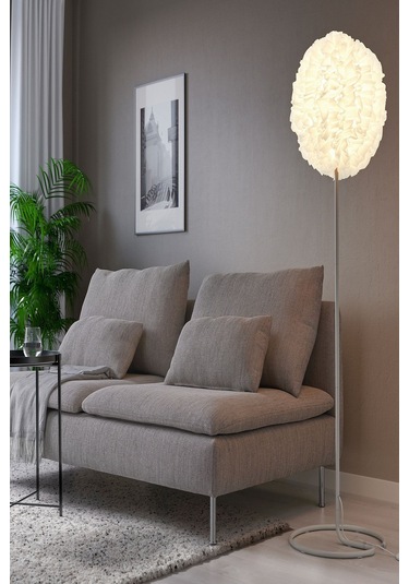 Ikea Beyaz Minimalist Yer Lambası Lambader Beyaz