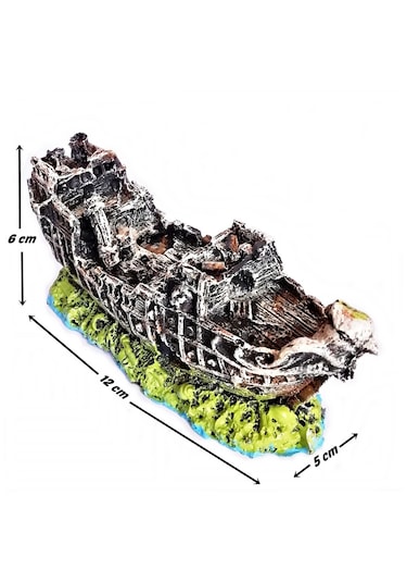 Balıkpet Harabe Batık Gemi Akvaryum Dekoru 12 CM