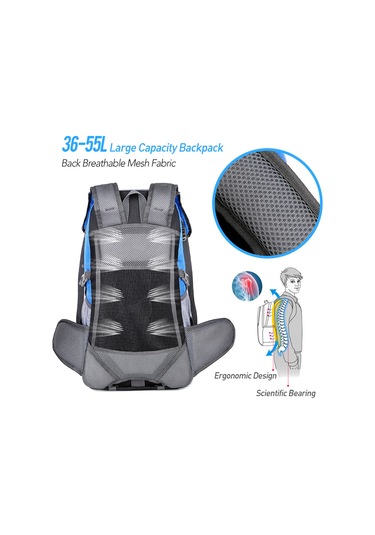 Yunboo 36-55l Büyük Kapasiteli Sırt Çantası - Su Geçirmez, Ayarlanabilir, Çok Cepli Dağcılık Ve Kampçılık İçin Siyah