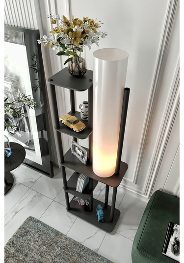 Moda Dor Çok Amaçlı Lambader Raf Siyah Siyah