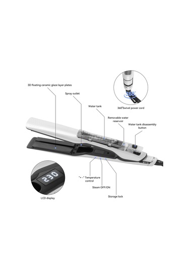 1pcs Steam Hair Straightener Professional Salon Nano Titanium