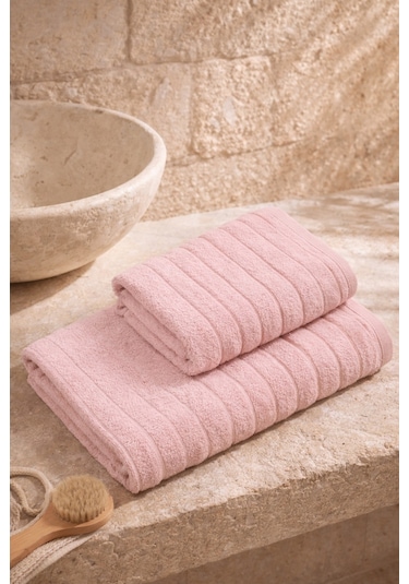 Violeta Model 4'lü Banyo Havlu Seti Pudra-bej