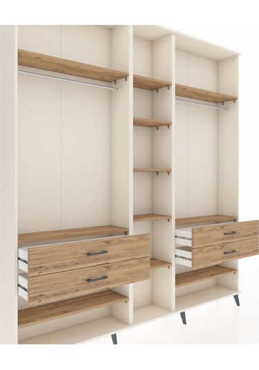 Arges Dolap 11 Raflı 4 Çekmeceli 2 Askılı 220x30x243 Aytaşı-çam/çam Atlas Çam/atlas Çam