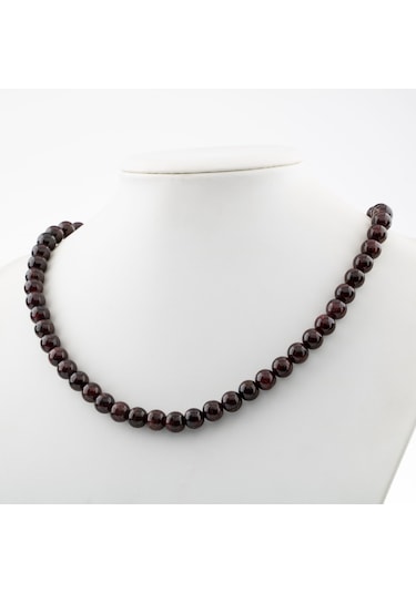 Safnaturel Bordo Granat Lal 8 Mm Dizi Doğal Taş Kolye