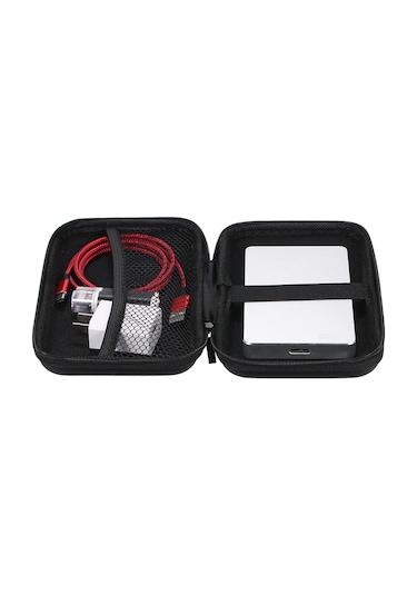 Folinda 2.5 İnç Sabit Disk Koruyucu Kutu, Eva+pu Malzeme, Sıçrama Ve Yağmur Dayanıklı, Power Bank Ve Aksesuarları İçin Çok Amaçlı Depolama Çantası Siyah