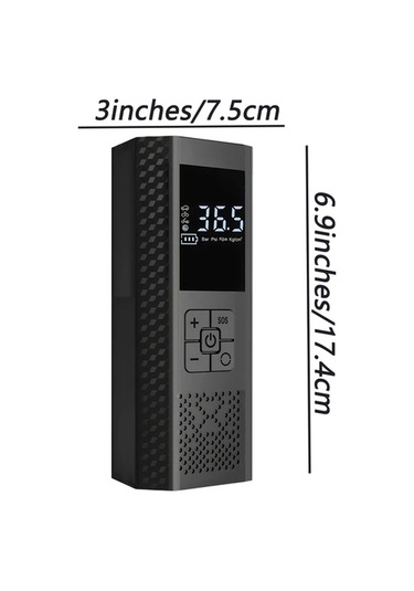 Xuweiwei Siyah Taşınabilir Lastik Şişirme Kompresörü 150 Psı Araba Motosiklet Bisiklet Lastik Pompası Led Işıklı Basınç Göstergeli