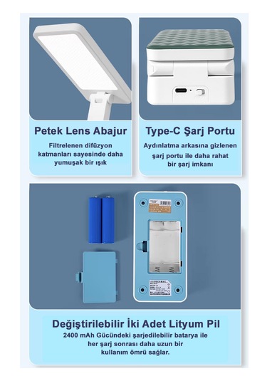 Greentech Masaüstü Şarjlı Katlanabilir Portatif LED Aydınlatma / GT-CL11G