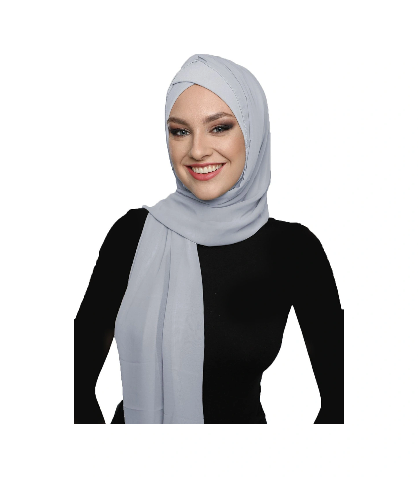 Şallı Takmatik Sade Açık Gri Hazır Türban Tesettür Bone Namaz Örtüsü Açık Gri