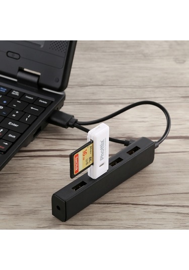 3'ü 1 Usb-c / Typ-c + Mıcro Usb + 4 X Usb 2.0 Bağlantı Noktası Hub Dönüştürücü, Kablo Uzunluğu: 12cm Siyah