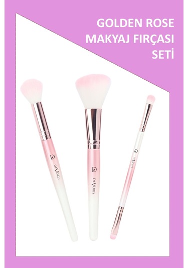 Golden Rose 3'lü Pembe Makyaj Fırçası Seti