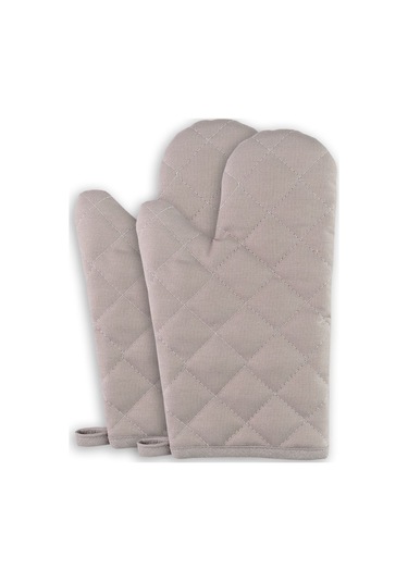 Yanmaz Ve Isıya Dayanıklı Fırın Eldiveni Ve Tutacak 2 Eldiven, 2 Tutacak Açık Gri