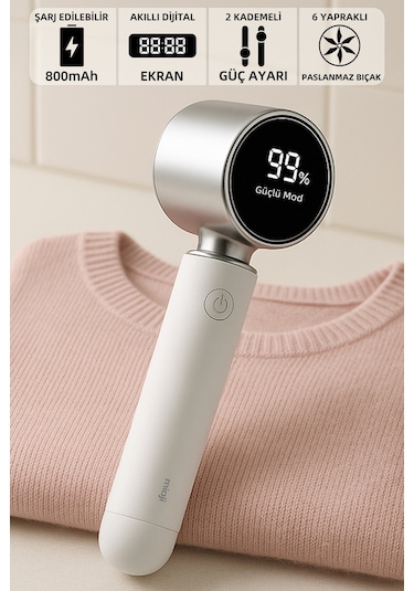 Mioji Mio Lr6 Dijital Gösterge 800mah Kablosuz Tüy Tiftik Makinesi - Beyaz